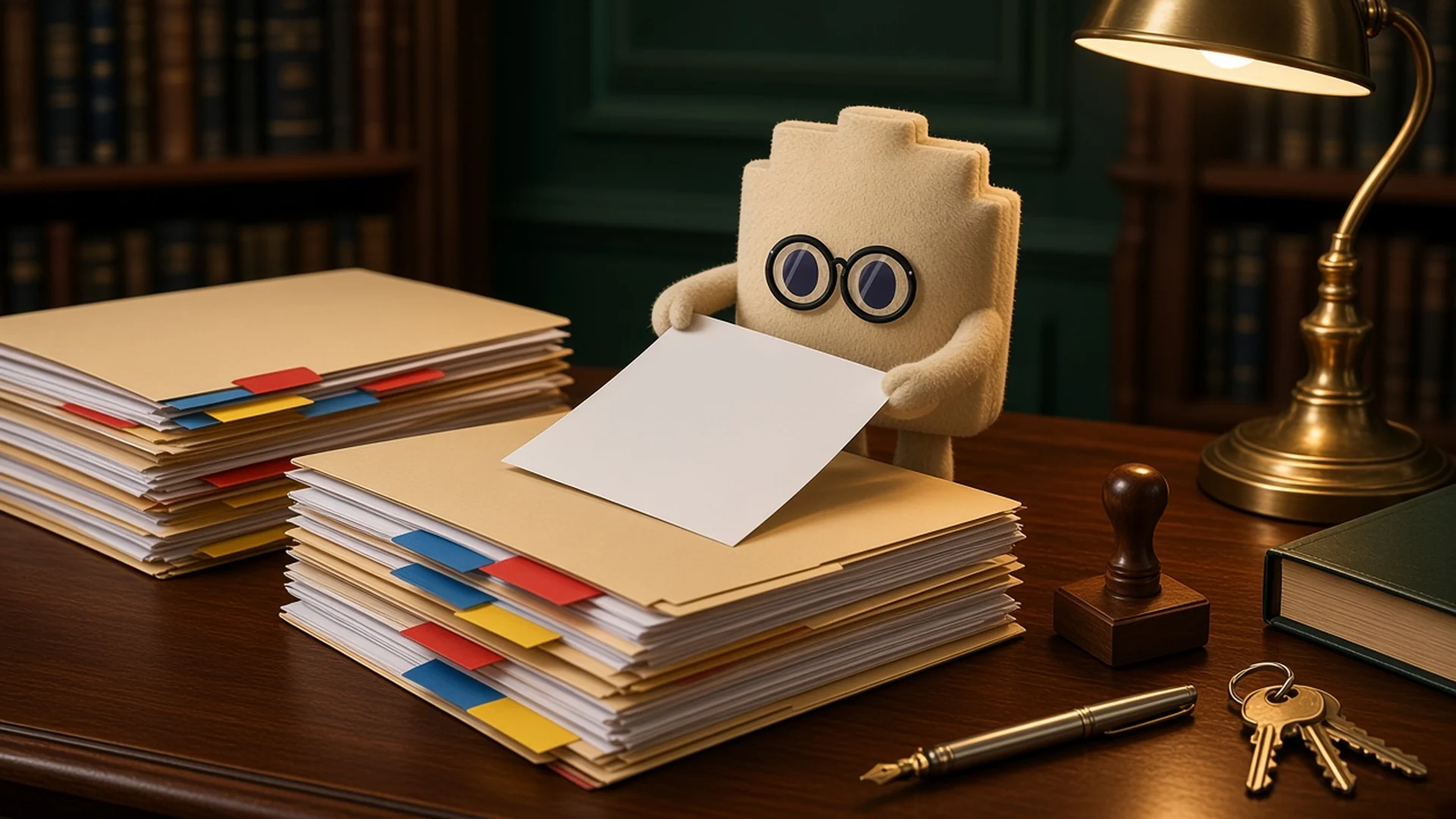 Deal files, keys, and a contract on the desk